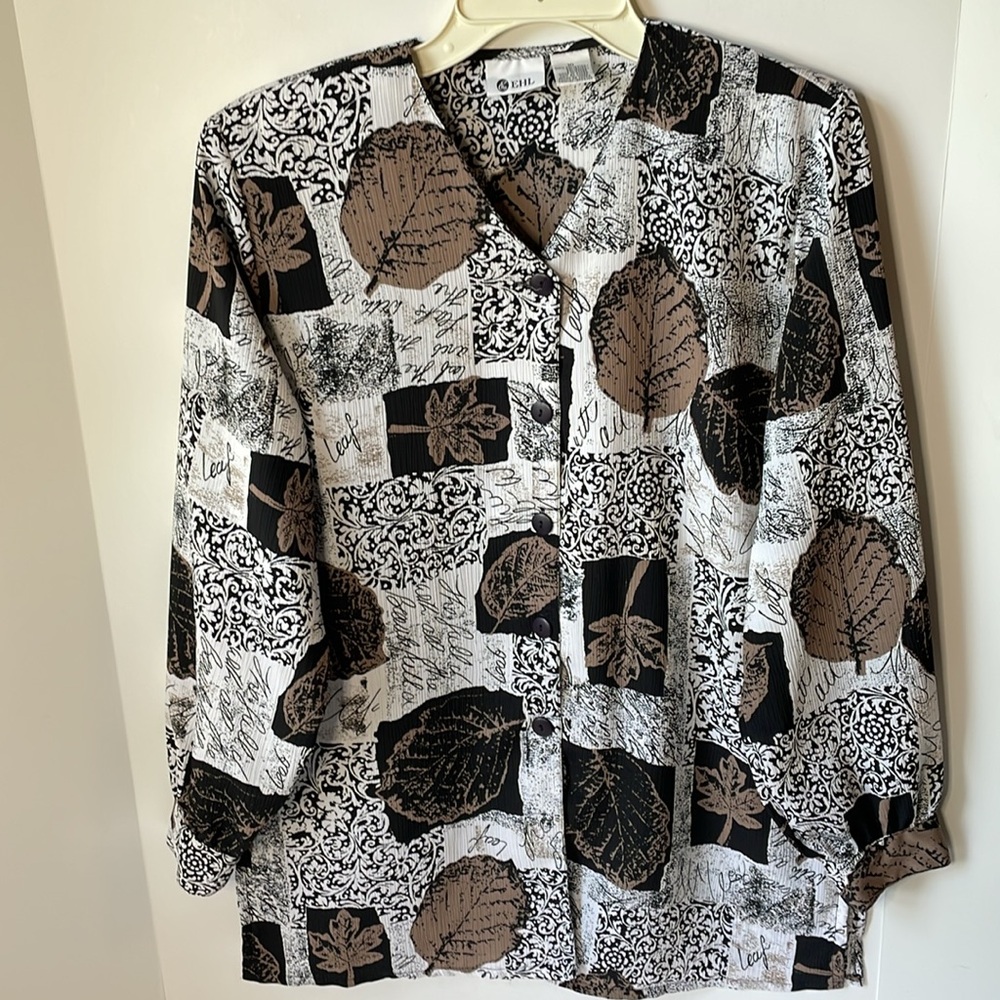EHL Women's Size 10  Blouse Top Y2K ( Shoulder Pads)  Button Down Vintage